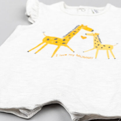 Pelele corto para bebé blanco con estampado de jirafas
