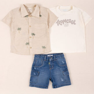 CONJUNTO 3 PRENDAS NIÑO TROPICOOL BEIGE