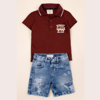 CONJUNTO BERMUDA NIÑO STREET VINO TINTO