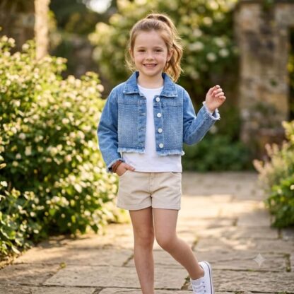 Chaqueta denim corta con brillos