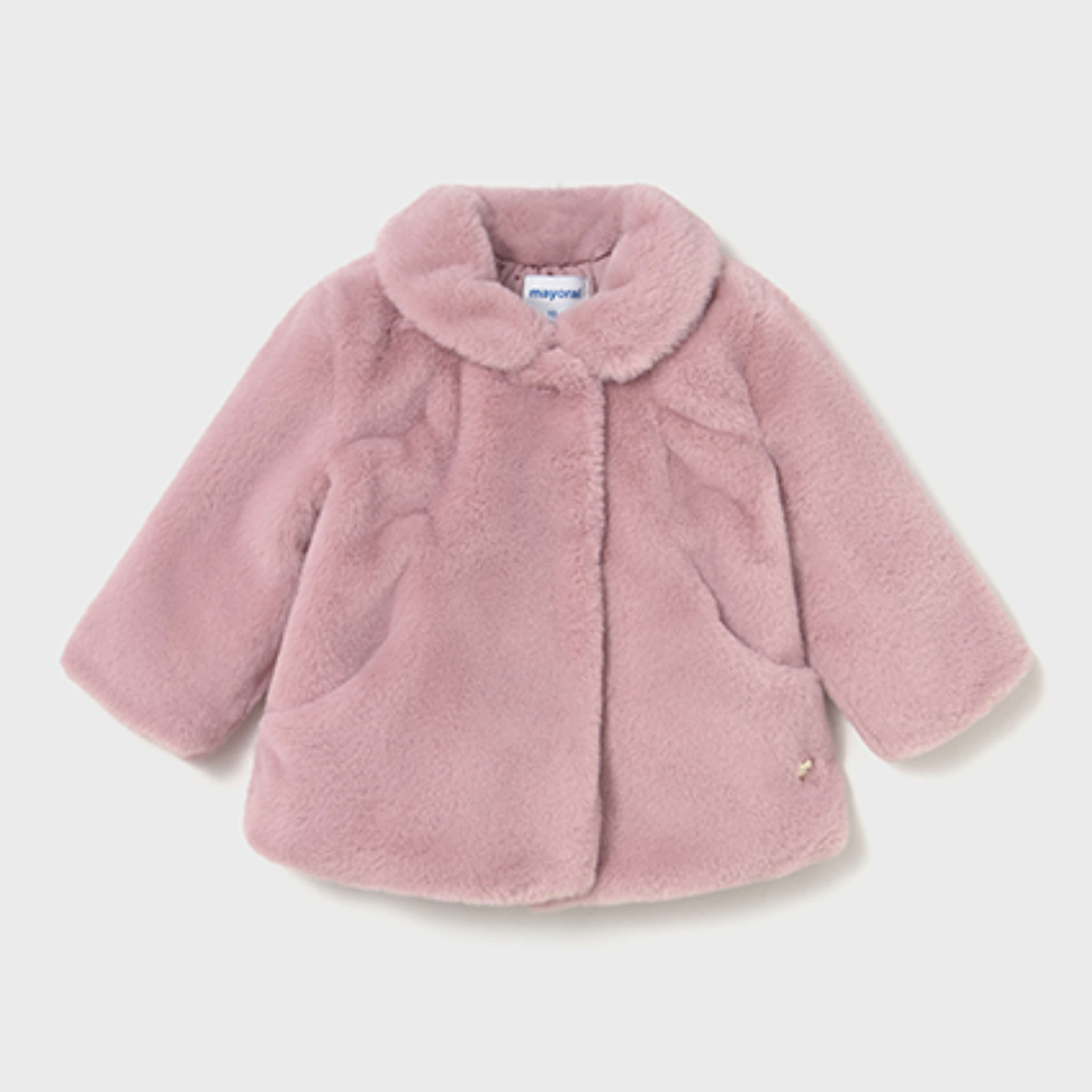 Abrigo peluche rosa para niña - Mayoral