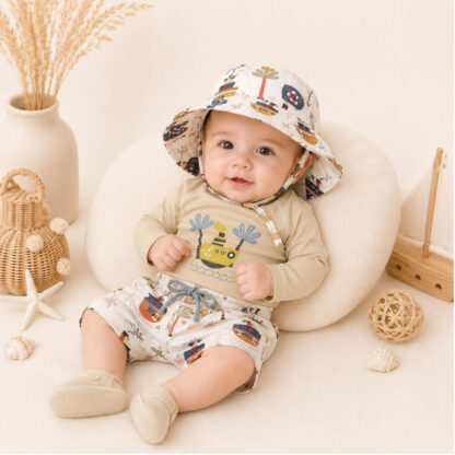 Traje de baño x3 piezas marinero beige