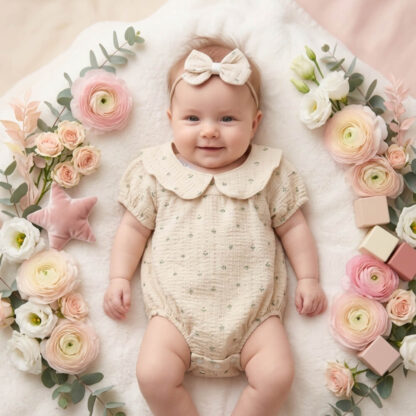 Asoleador para bebé niña beige