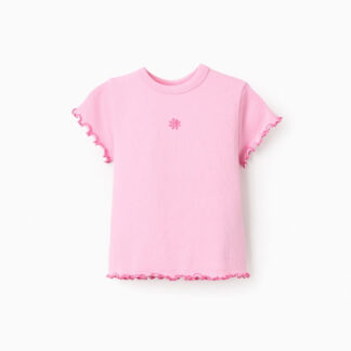 Camiseta básica acanalada rosa