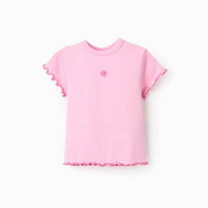 Camiseta básica acanalada rosa