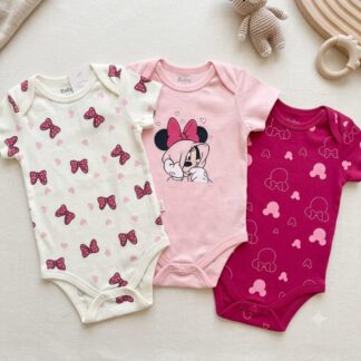 Set x3 bodys Minnie brillos corazón