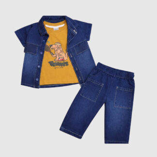 Conjunto denim mostaza “Tennis Good Boy”