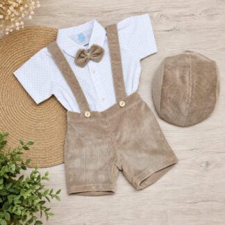 Conjunto para Bebé beige con Camisa Estampada