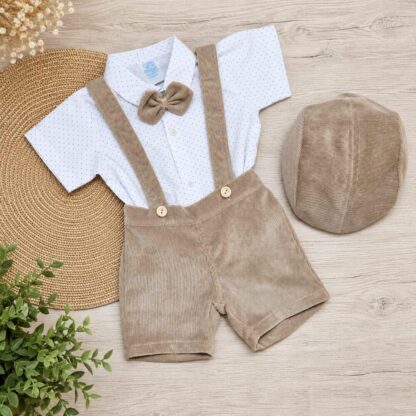 Conjunto para Bebé beige con Camisa Estampada
