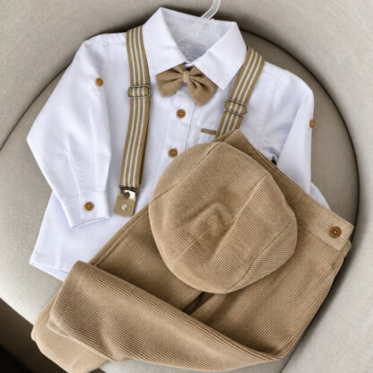 Conjunto Beige con tirantes y boina