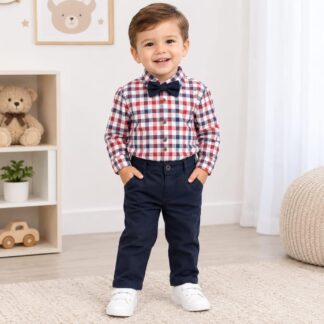 Conjunto Camisa Cuadros Rojo